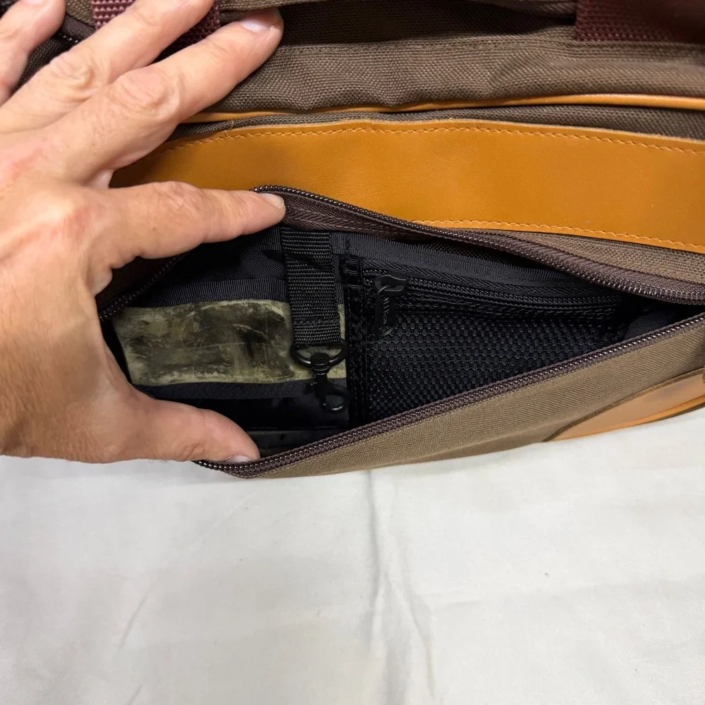 Vintage LL Bean Weekender Carry On Duffle Bag Brown Canvas Leather Travel